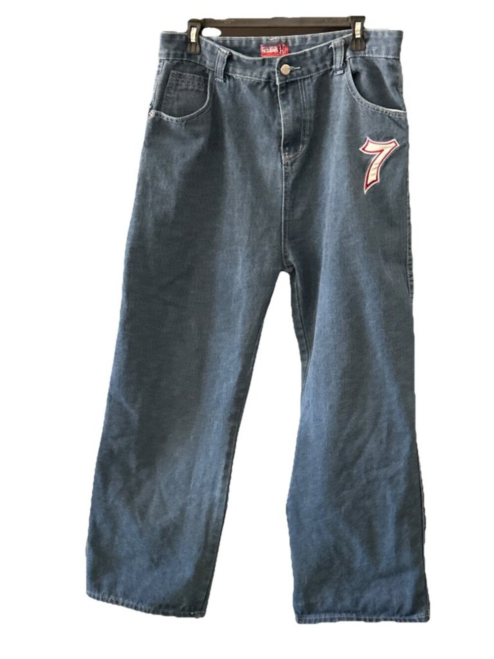 Vintage JNCO Jeans Mens S Wide Leg Y2K Skater Dice Logo Baggy Blue Denim 34X28